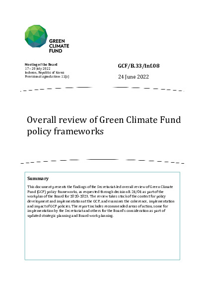 Document cover for Overall review of Green Climate Fund policy frameworks
