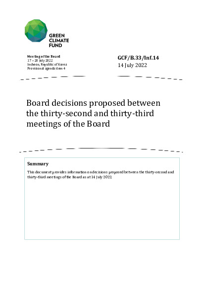 Document cover for Board decisions proposed between the thirty-second and thirty-third meetings of the Board