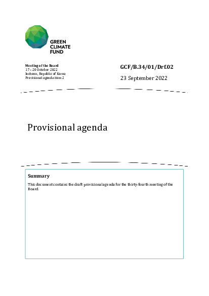 Document cover for Provisional agenda