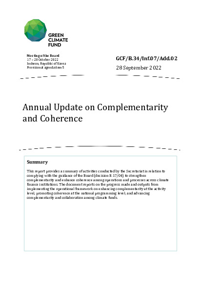 Download Annual Update on Complementarity and Coherence Document cover for Annual Update on Complementarity and Coherence