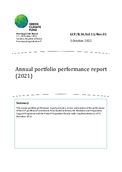 Document cover for Annual portfolio performance report (2021)