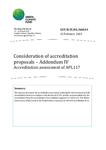 Document cover for Consideration of accreditation proposals – Addendum IV Accreditation assessment of APL117