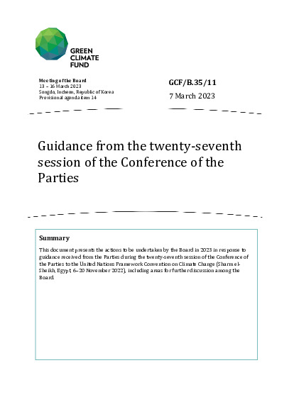 Download Guidance from the twenty-seventh session of the Conference of the Parties Document cover for Guidance from the twenty-seventh session of the Conference of the Parties