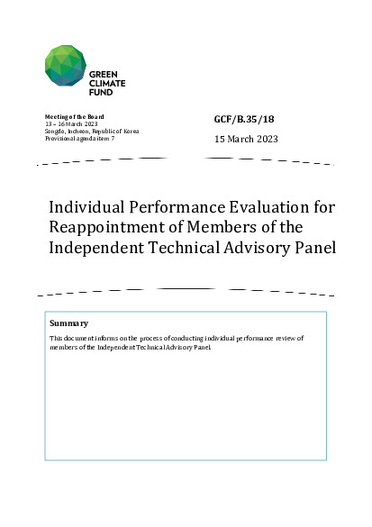 Download Individual Performance Evaluation for Reappointment of Members of the Independent Technical Advisory Panel Document cover for Individual Performance Evaluation for Reappointment of Members of the Independent Technical Advisory Panel