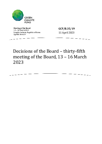 Document cover for Decisions of the Board – thirty-fifth meeting of the Board, 13 – 16 March 2023