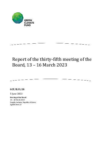 Document cover for Report of the thirty-fifth meeting of the Board, 13 – 16 March 2023