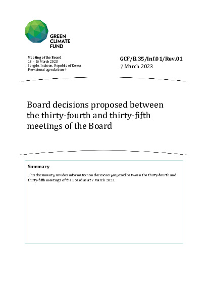 Download Board decisions proposed between the thirty-fourth and thirty-fifth meetings of the Board Document cover for Board decisions proposed between the thirty-fourth and thirty-fifth meetings of the Board