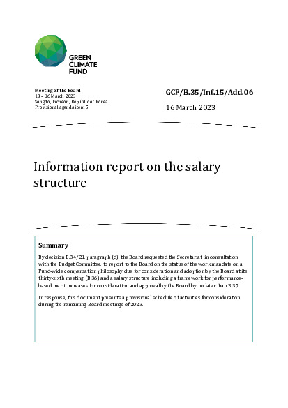 Document cover for Information report on the salary structure
