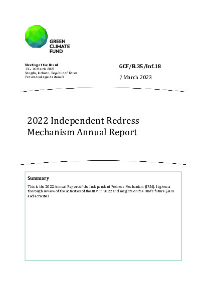 Document cover for 2022 Independent Redress Mechanism Annual Report