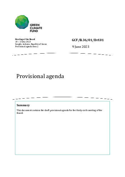 Document cover for Provisional agenda