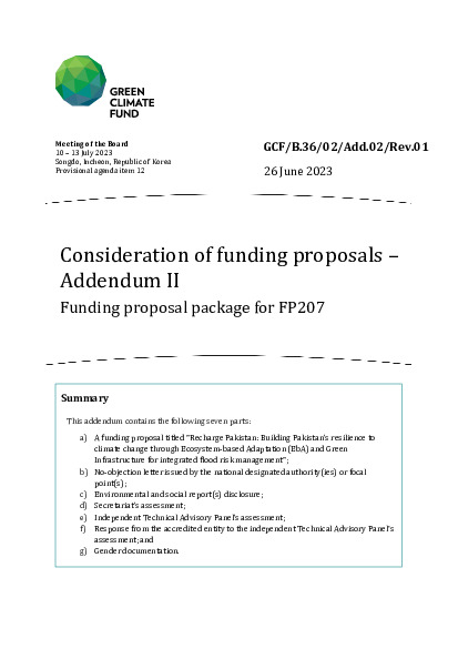 Document cover for Consideration of funding proposals – Addendum II Funding proposal package for FP207