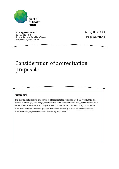 Document cover for Consideration of accreditation proposals 