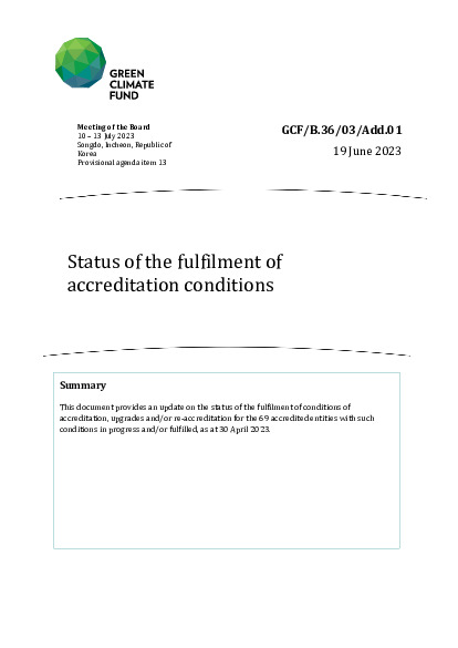 Download Status of the fulfilment of accreditation conditions Document cover for Status of the fulfilment of accreditation conditions
