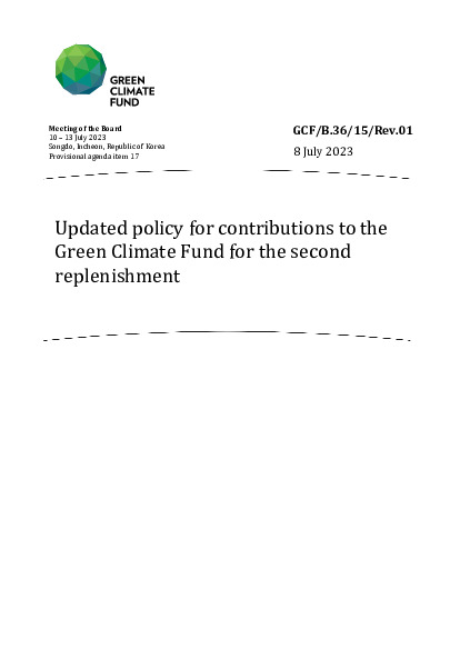 Document cover for Updated policy for contributions to the Green Climate Fund for the second replenishment