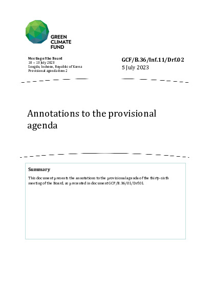 Document cover for Annotations to the provisional agenda