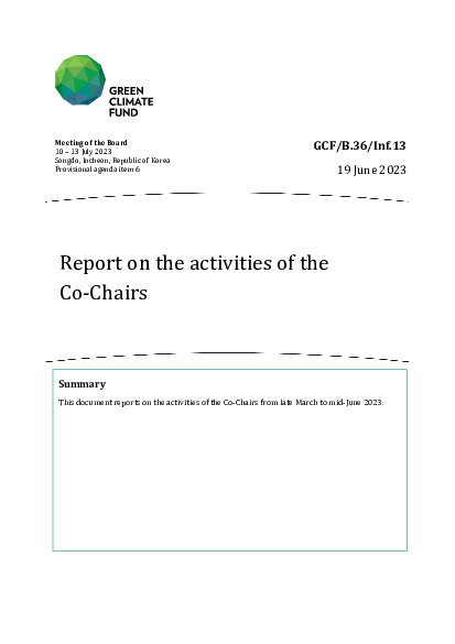 Document cover for Report on the activities of the Co-Chairs