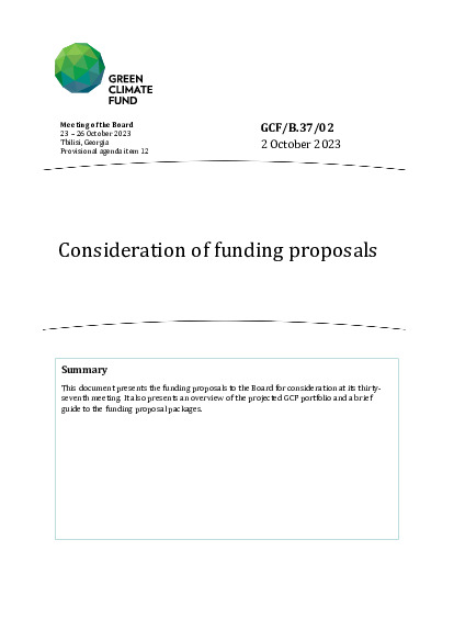 Document cover for Consideration of funding proposals