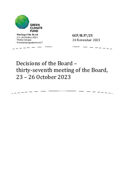Document cover for Decisions of the Board – thirty-seventh meeting of the Board, 23 – 26 October 2023