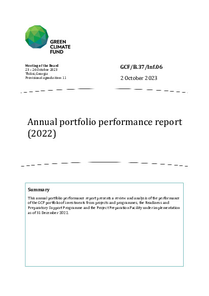 Document cover for Annual portfolio performance report