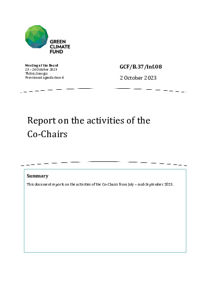 Document cover for Report on the activities of the Co-Chairs 