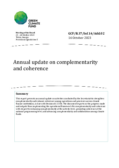 Download Annual update on complementarity and coherence Document cover for Annual update on complementarity and coherence