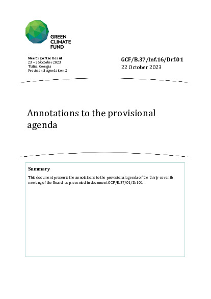 Document cover for Annotations to the provisional agenda