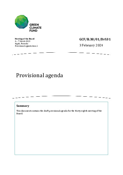 Document cover for Provisional agenda