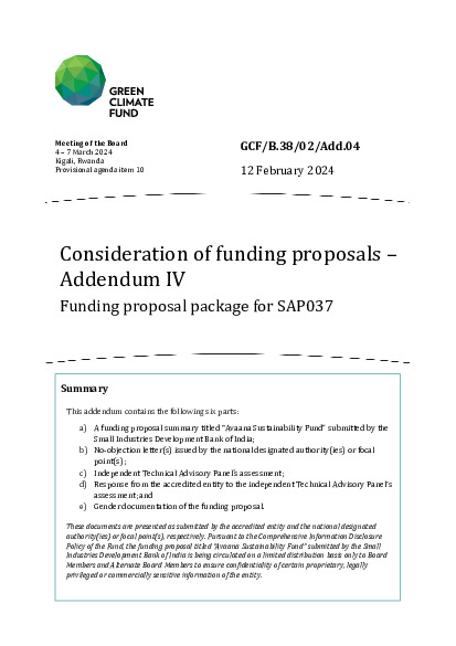 Download Consideration of funding proposals – Addendum IV Funding proposal package for SAP037 Document cover for Consideration of funding proposals – Addendum IV Funding proposal package for SAP037