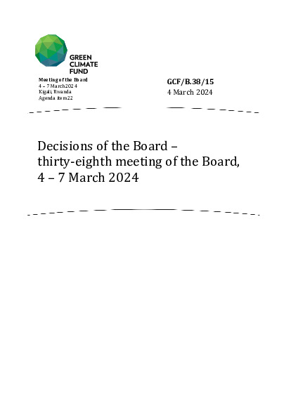 Document cover for Decisions of the Board – thirty-eighth meeting of the Board, 4 – 7 March 2024