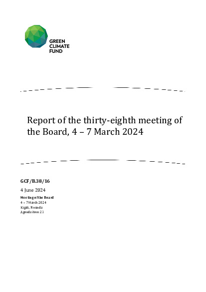 Document cover for Report of the thirty-eighth meeting of  the Board, 4 – 7 March 2024