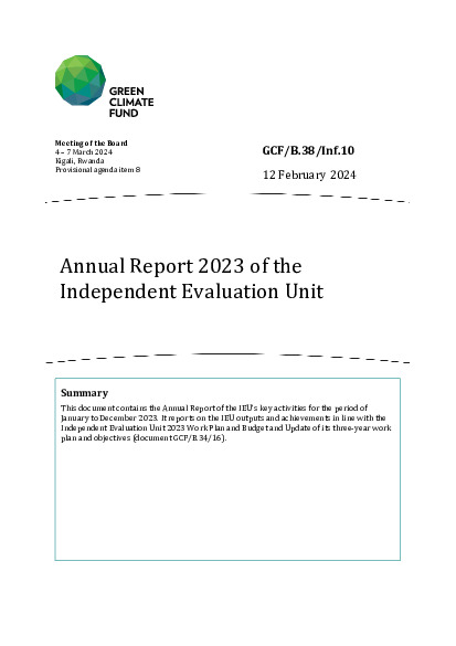 Document cover for Annual Report 2023 of the Independent Evaluation Unit