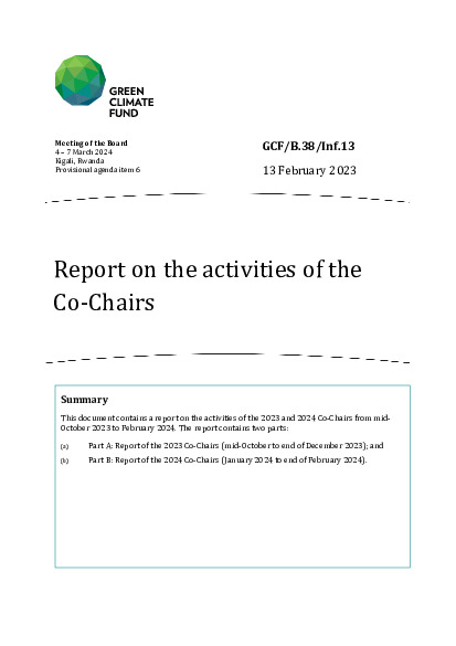 Document cover for Report on the activities of the Co-Chairs