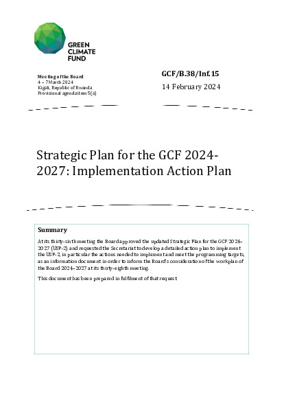 Document cover for Strategic Plan for the GCF 2024-2027: Implementation Action Plan