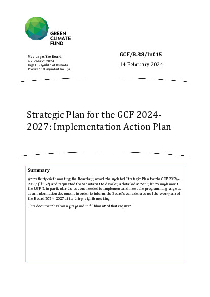 Download Strategic Plan for the GCF 2024-2027: Implementation Action Plan Document cover for Strategic Plan for the GCF 2024-2027: Implementation Action Plan