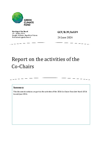 Document cover for Report on the activities of the  Co-Chairs