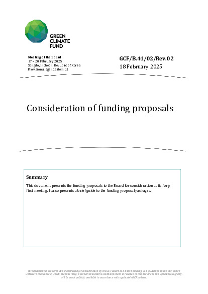 Document cover for Consideration of funding proposals