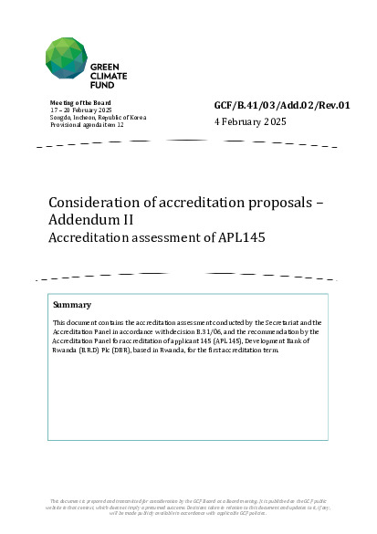 Document cover for Consideration of accreditation proposals – Addendum II Accreditation assessment of APL145 