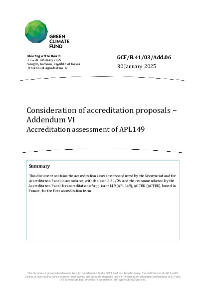 Download Consideration of accreditation proposals – Addendum VI Accreditation assessment of APL149 Document cover for Consideration of accreditation proposals – Addendum VI Accreditation assessment of APL149
