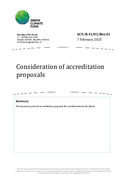 Document cover for Consideration of accreditation proposals
