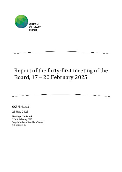 Document cover for Report of the forty-first meeting of the Board, 17 – 20 February 2025