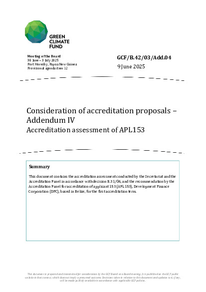 Download Consideration of accreditation proposals – Addendum IV Accreditation assessment of APL153 Document cover for Consideration of accreditation proposals – Addendum IV Accreditation assessment of APL153