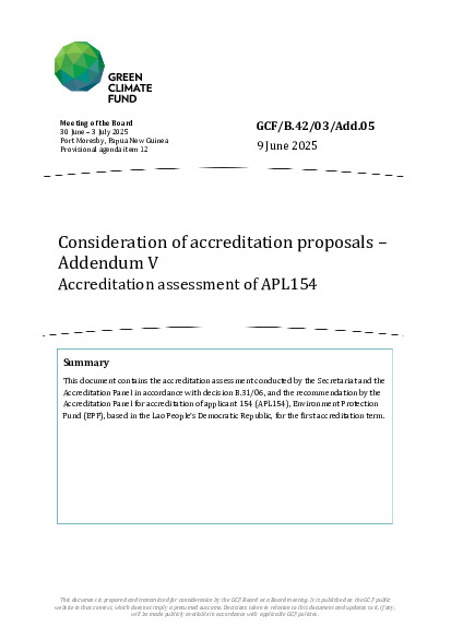 Download Consideration of accreditation proposals – Addendum V Accreditation assessment of APL154 Document cover for Consideration of accreditation proposals – Addendum V Accreditation assessment of APL154