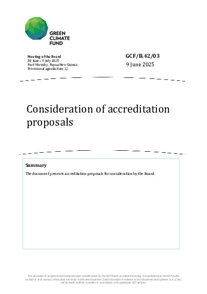 Document cover for Consideration of accreditation proposals