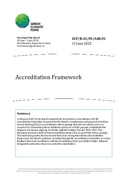 Document cover for Accreditation Framework