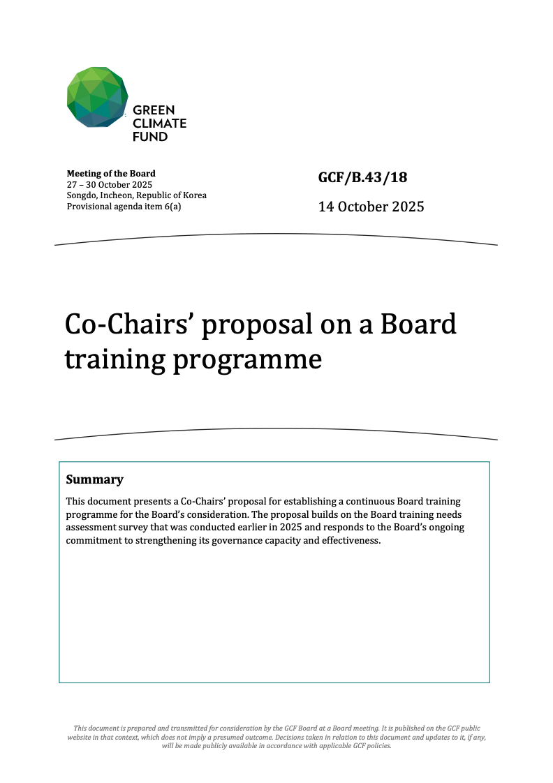 Download Co-Chairs’ proposal on a Board training programme Document cover for Co-Chairs’ proposal on a Board training programme
