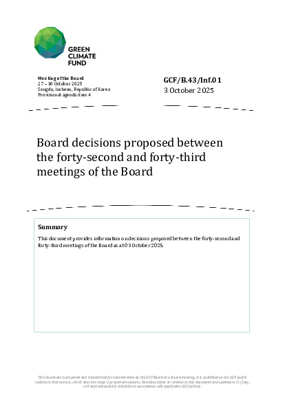 Document cover for Board decisions proposed between the forty-second and forty-third meetings of the Board
