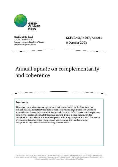 Document cover for Annual update on complementarity and coherence