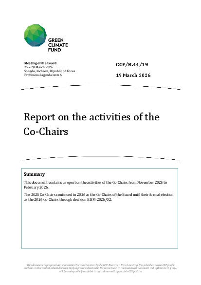 Download Report on the activities of the Co-Chairs Document cover for Report on the activities of the Co-Chairs