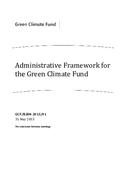 Document cover for Administrative Framework for the Fund