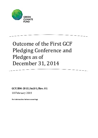 Document cover for Outcome of the First GCF Pledging Conference and Pledges as of December 31, 2014